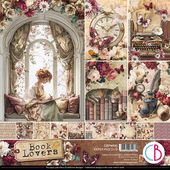 Zestaw papierów do scrapbookingu 30x30cm - Paper Pad - Ciao Bella - Book Lovers