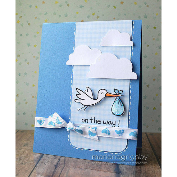 Wykrojnik - Lawn Fawn - Plus One - bocian, wózek, parasolka