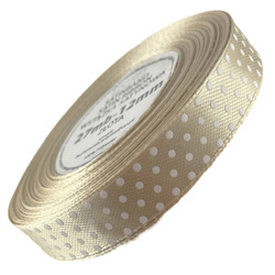 Wstążka satynowa w kropki 12mm ok. 23m - 80 jasno złota