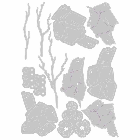 Wykrojnik Sizzix Thinlits - Painted Birds by Olivia Rose ptaszki