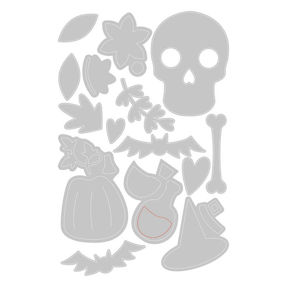Wykrojnik Sizzix Thinlits - Spooky Icons by Lisa Jones czaszka dynia nietoperz