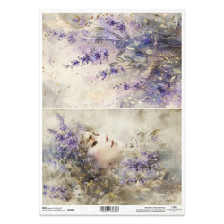 Papier ryżowy do decoupage A4 - lawenda, twarz kobiety - R2696 - Itd Collection