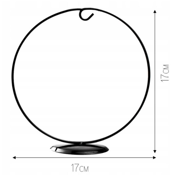 Stojak na bombkę jajko metalowy koło czarny 17cm