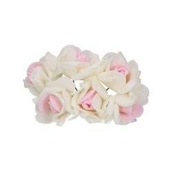 Kwiatki różyczki piankowe kremowe z jasno-różowym środkiem