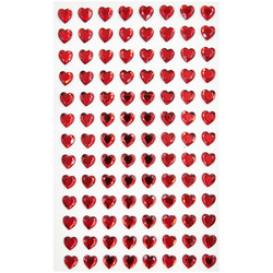 Kryształki samoprzylepne serca czerwone 8mm - 104 szt