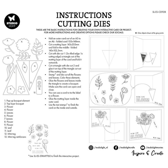 Wykrojnik do papieru - StudioLight - Bouquet pop-up kwiaty w rożku