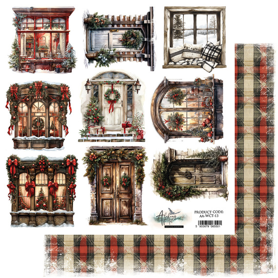 Papier do scrapbookingu 30x30 - Alchemy of Art - dodatki do samodzielnego wycięcia Wonderful Christmas Time, drzwi