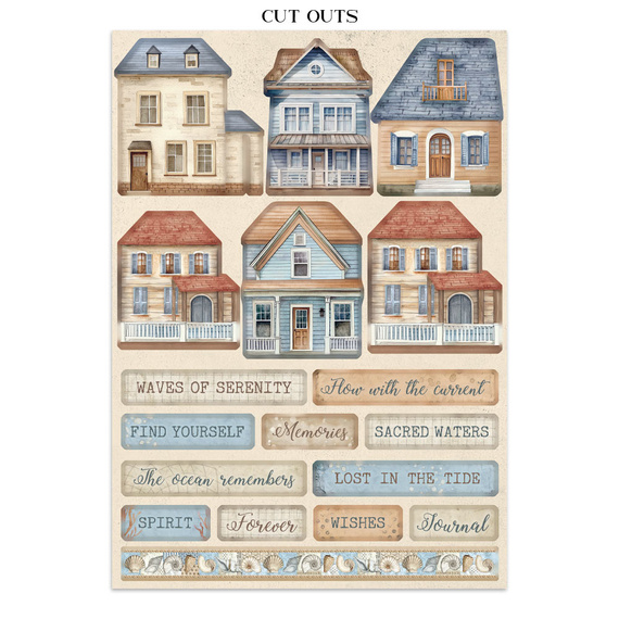 Zestaw papierów, naklejek i elementów Junk Journal - Silent Sea - Stamperia