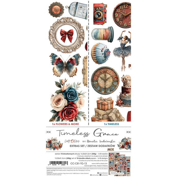 Zestaw dodatków do scrapbookingu - Craft o'clock - Timeless Grace - MIX