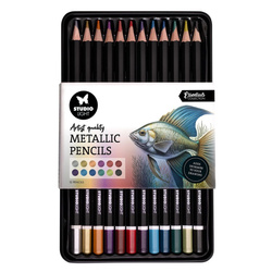 Kredki metaliczne - Metallic Pencils - Studio Light - 12szt
