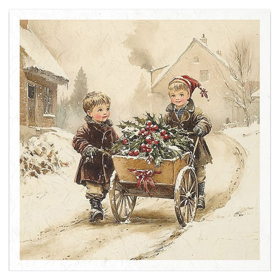 Zestaw papierów ryżowych - dzieci vintage, Boże Narodzenie - RSM185 - Itd Collection