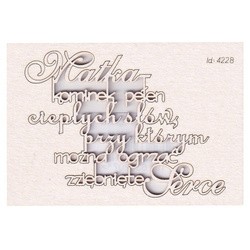 Tekturka - Matka - kominek ciepłych słów napis 6x8cm - Scrapiniec