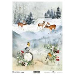 Papier ryżowy do decoupage ITD-R1638 - A4 zimowy krajobraz