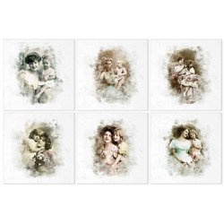 Zestaw papierów ryżowych - ITD  RSM022 6szt retro portrety matek z córkami
