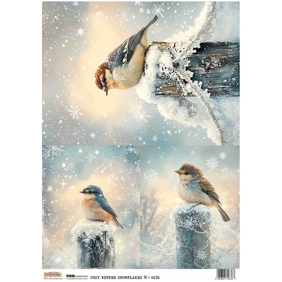 Papier ryżowy A4 - Scraplove - Cozy winter Snowflakes 10 - Ośnieżona przytulna zima