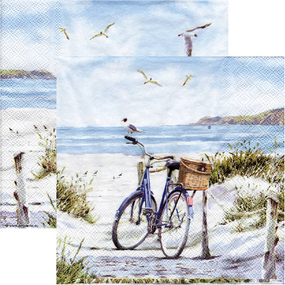 Serwetka do decoupage 33x33cm - Bike at the beach rower na plaży