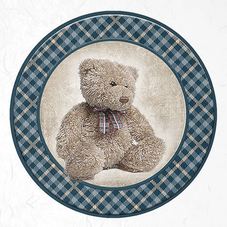 Zestaw papierów ryżowych - ITD - RSM047 niebieskie kratki, misie, maskotki, zabawki