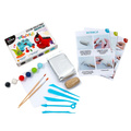 Zestaw kreatywny z gliną samoutwardzalną - potworki - farbki, narzędzia, pędzelki