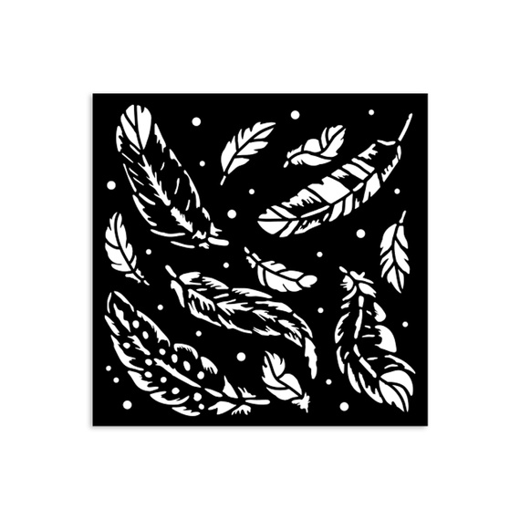 Szablon mix media 3D 12x12cm - Herbarium Silvae piórkowe tło - Stamperia