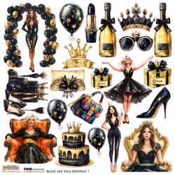 Naklejki papierowe - ScrapLove - Black and Gold Birthday 1 akcesoria urodzinowe