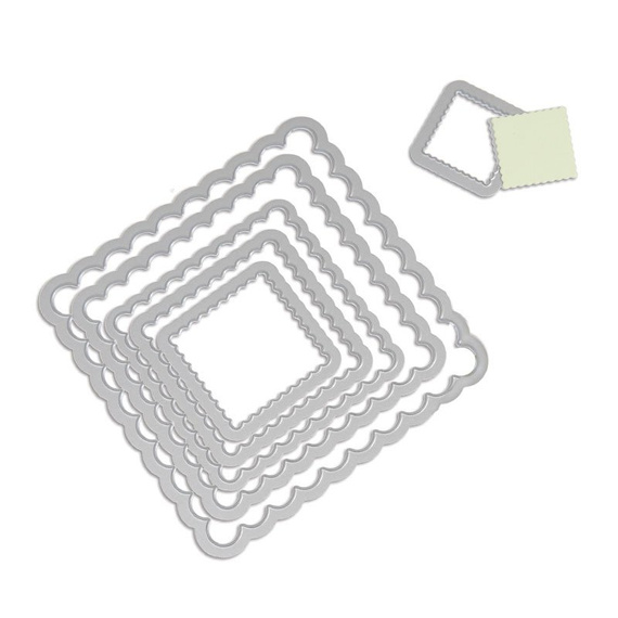Wykrojnik Sizzix Framelits - Squares Scallop 657566 kwadraty z falbanką 6 szt.