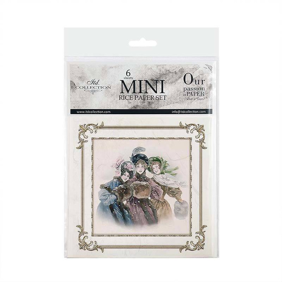 Zestaw papierów ryżowych - ITD RSM060 ramki vintage postacie zima