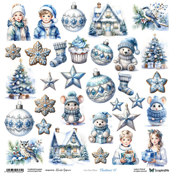Papier do scrapbookingu 30x30 - ScrapAndMe - Christmas 27 - arkusz do wycinania