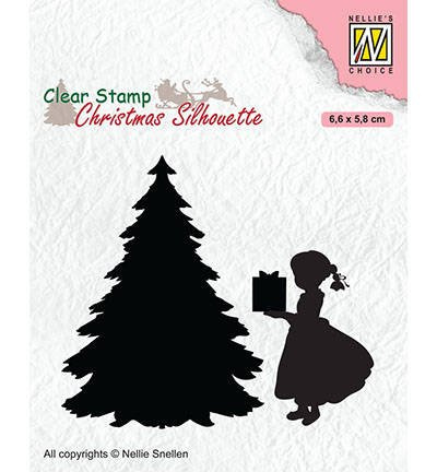 Stempel - Nellie`s Choice - CSIL013 dziewczynka z prezentem choinka