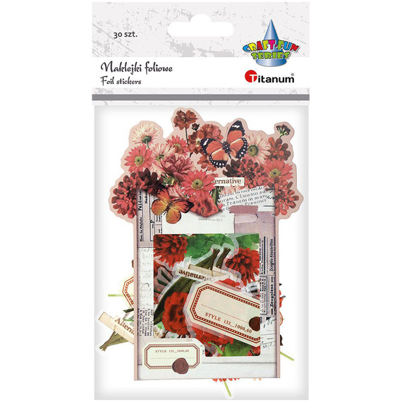 Naklejki foliowe - Czerwone kwiaty i etykietki