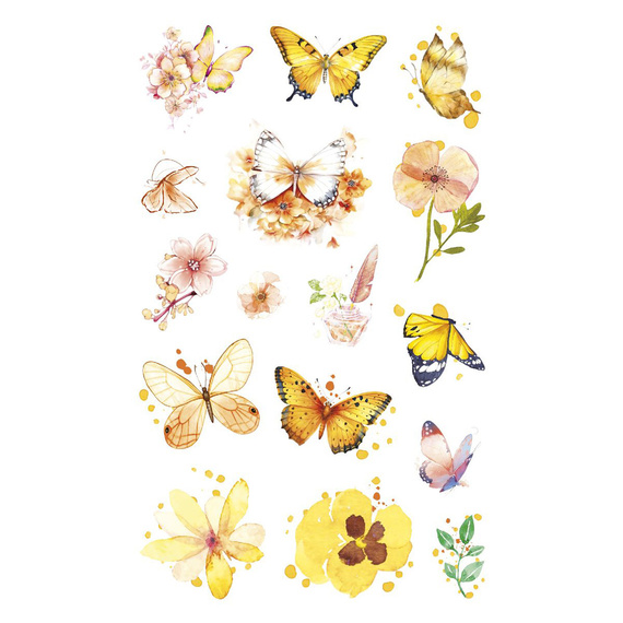 Naklejki foliowe - Żółte kwiaty i motyle