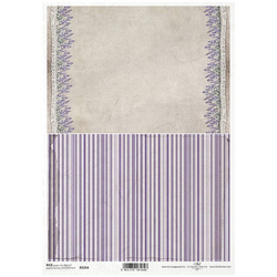 Papier ryżowy do decoupage A4 ITD-R2244 paski, lawenda