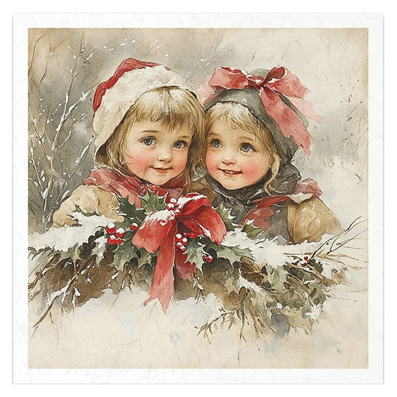 Zestaw papierów ryżowych - dzieci vintage, Boże Narodzenie - RSM184 - Itd Collection