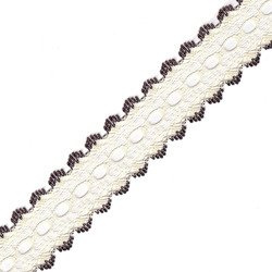 Koronka kremowa z brązowymi zakończeniami - 1m