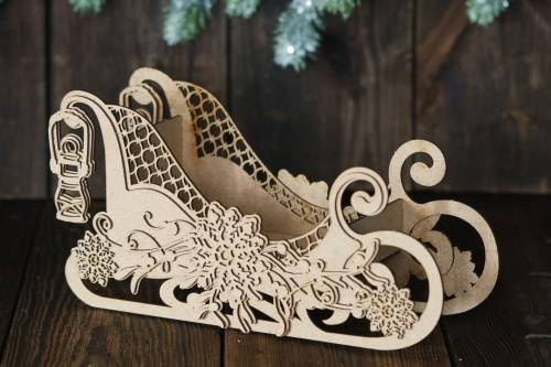 Tekturka - Zimowe sanie HDF 3D - Scrapiniec