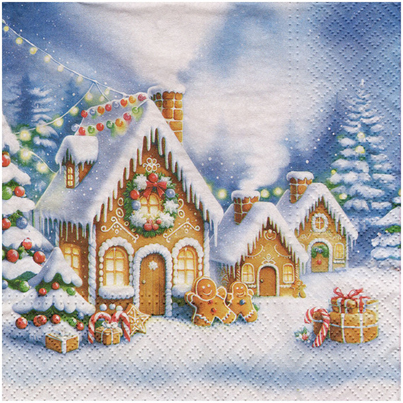 Serwetka do decoupage 33x33cm - Domki z pierników - 1szt