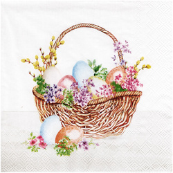 Serwetka do decoupage 33x33cm - Happy Easter Days jajka w koszyczku
