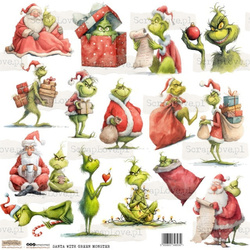 Naklejki papierowe - ScrapLove - Santa with Green Monster Grinch