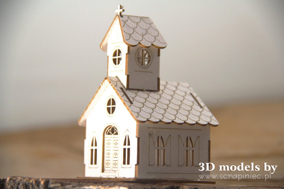 Tekturka - Mini church - mini kościół 8,3cm - Scrapiniec