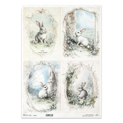 Papier ryżowy do decoupage A3 - króliki, wielkanocne króliczki - R1407L - Itd Collection