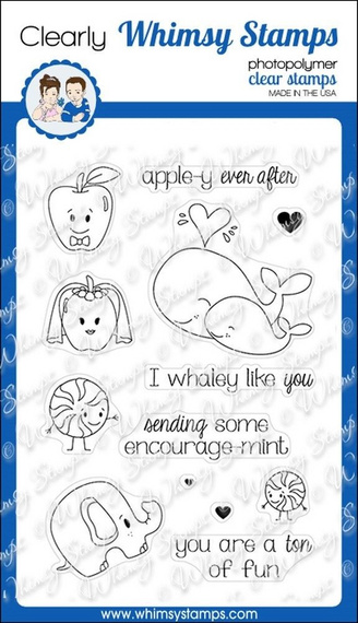 Stempel - Whimsy Stamps - Punny Messages - gry słowne, para młoda, słonik, wieloryby