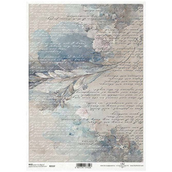 Papier ryżowy do decoupage A4 ITD-R2157 kwiaty pismo