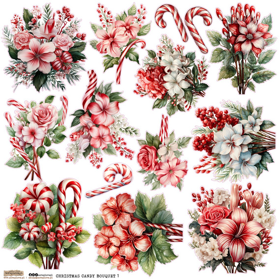 Naklejki papierowe - ScrapLove - Christmas Candy Bouquet 1 - Świąteczne cukierkowe bukiety