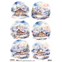 Papier ryżowy A4 - Scraplove - Winter Mountains 3 - Zimowe góry