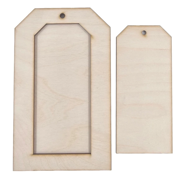 Drewniana ozdoba TAG z ramką 20cm - 3 elementy