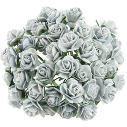 Różyczki otwarte - srebrnoszare 25 mm - 50 szt