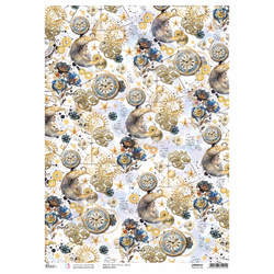 Papier ryżowy do decoupage A3 - Ciao Bella - Celestial Timeless time zegary księżyc trybiki