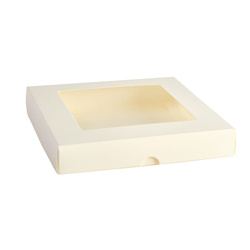 Pudełko na kartkę z okienkiem kwadratowe kremowe - Rzeczy z papieru