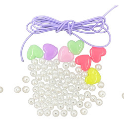 Pastelowe perełki i serduszka (87 szt.) z gumką - zestaw kreatywny LoveArt
