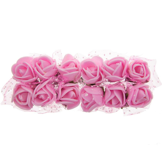 Kwiatki piankowe różowe z tiulem