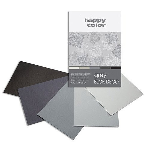 Blok Deco Grey A4 170g 20ark - kolory szare